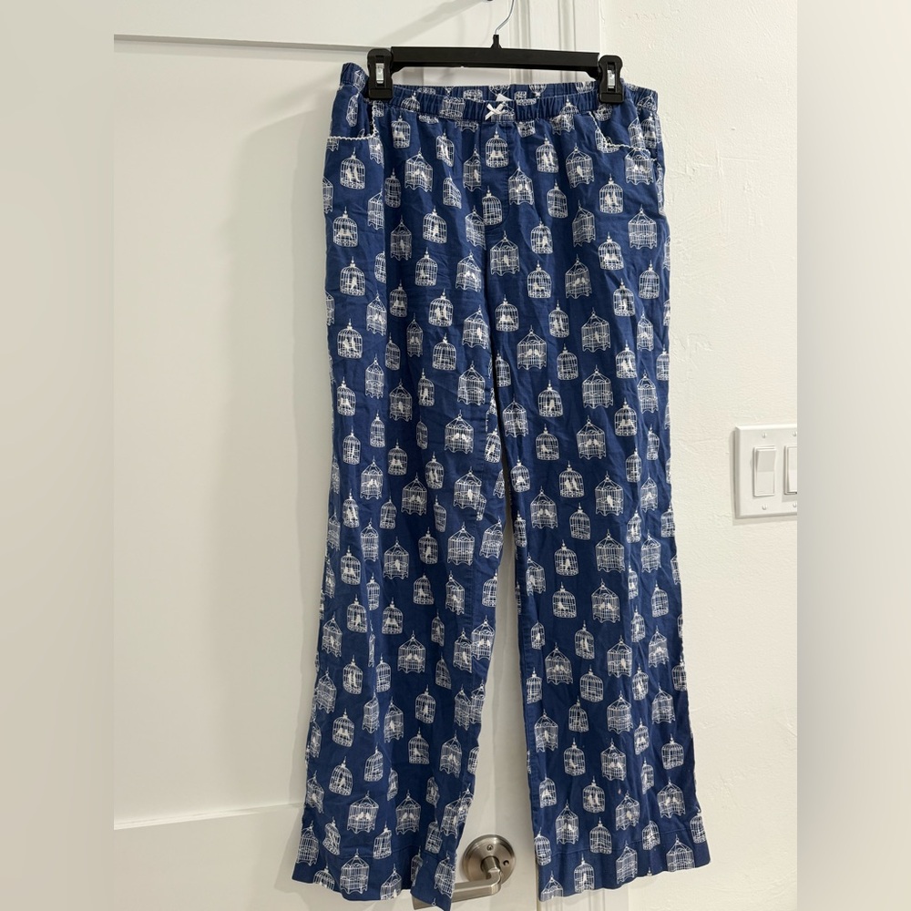 GapBody blue pajama pants w/ birdcage pattern (size M, fits like L)